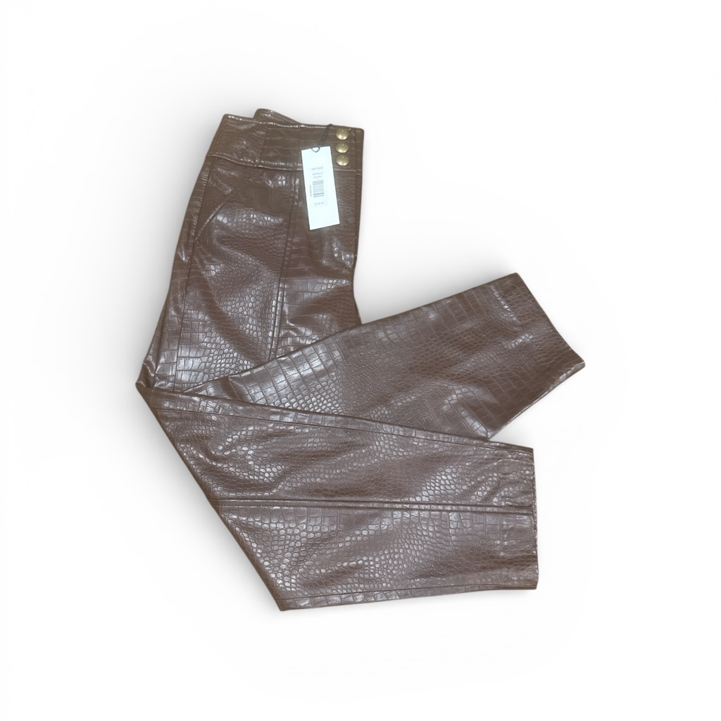 Brown Crocodile Pattern Faux Leather Pants Brown Crocodile Pattern Faux Leather Pants